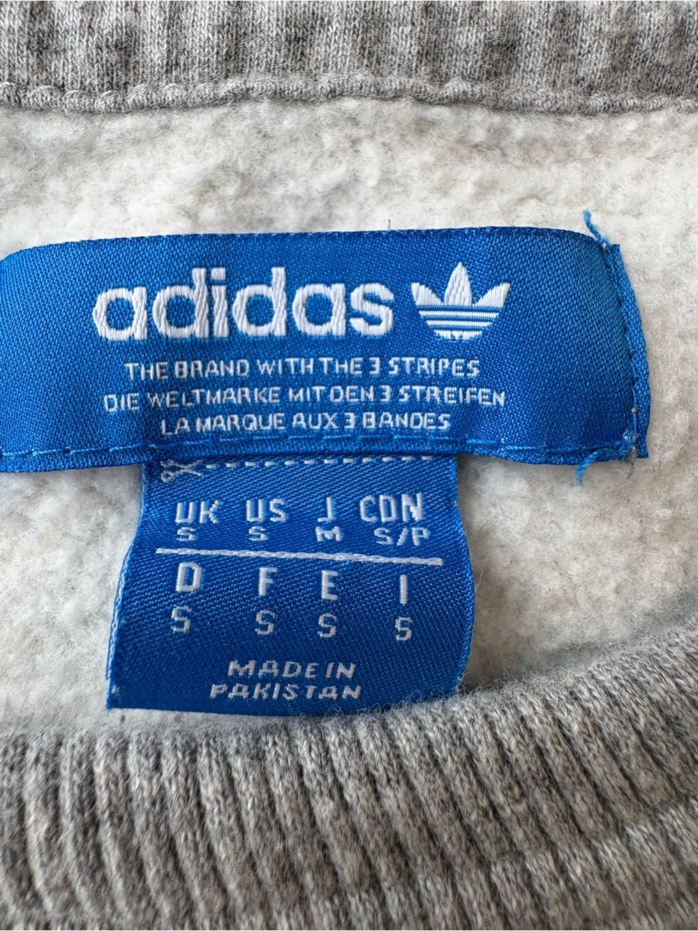 adidas Light Gray Crewneck Sweatshirt with White Trefoil unisex sz S - Picture 4 of 10